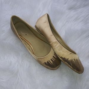 Golden Satin Flats